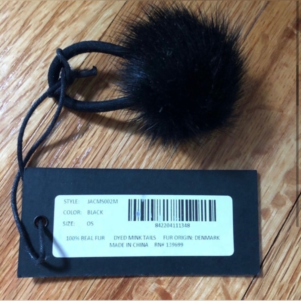Jocelyn 100% real fur black hair tie - Picture 2 of 2